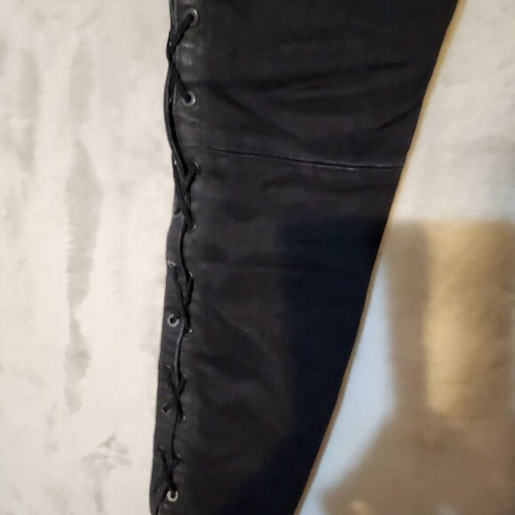 Ben Taverniti Punk laced up Unravel Project Black Skinny Jeans Distressed Sz 25 - Picture 9 of 11